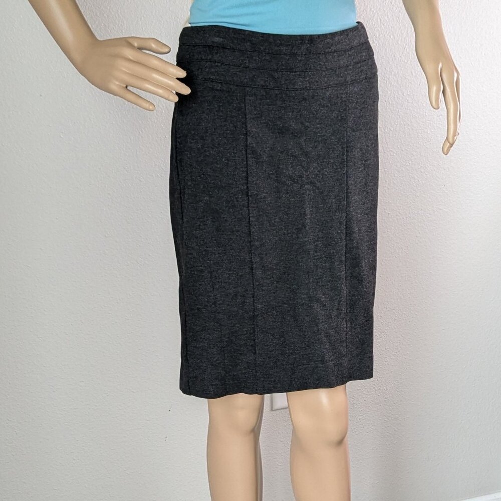 CAbi Miranda Gray Pencil Skirt Womens Size 4 Paneled Charcoal Back-Zip Stretch